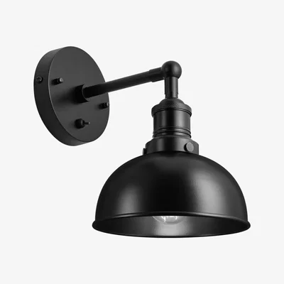 Olivia's Industville Brooklyn 8 Inch Dome Wall Light / Black and Copper Holder