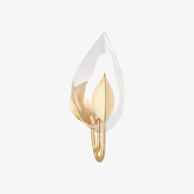 Olivia's Hudson Valley Lighting Blossom 1 Light Wall Sconce in Soft Off White & Gold Leaf
