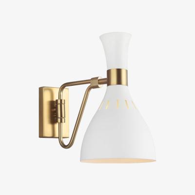 Olivia's Elstead Joan 1 Wall Light Light Matte White and Burnished Brass