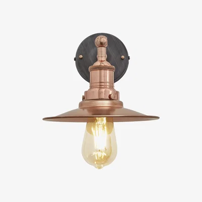 Olivia's Industville Brooklyn Flat Copper Wall Light / 8 Inch Pewter Holder With Plug