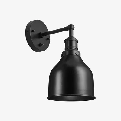 Olivia's Industville Brooklyn 7 Inch Cone Wall Light / Black and Black Holder
