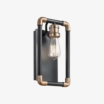 Olivia's Elstead Imahn 1 Light Wall Light Black and Natural Brass