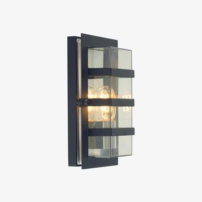 Olivia's Elstead Boden 1 Light Wall Light Black with Clear Glass