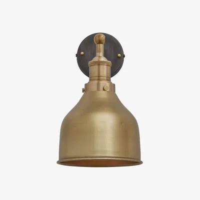 Olivia's Industville Brooklyn Cone Brass Wall Light / 7 Inch Brass Holder With Plug