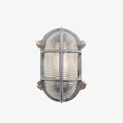 Olivia's Industville Bulkhead Outdoor & Bathroom Oval Light - 6 Inch - Gunmetal / Side Wiring