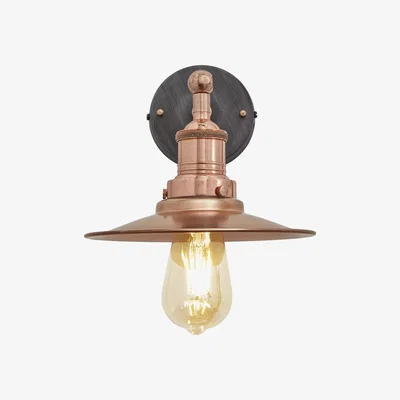 Olivia's Industville Brooklyn Flat Copper Wall Light / 8 Inch Copper Holder With Plug