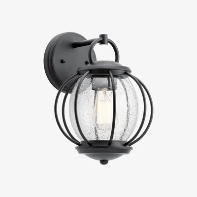 Olivia's Elstead Vandalia 1 Light Wall Light Textured Black