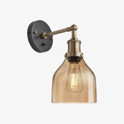 Olivia's Industville Brooklyn Tinted Glass Cone Amber Wall Light / 6 Inch Brass Holder