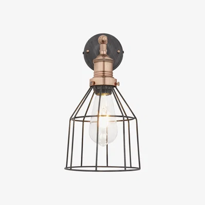 Olivia's Industville Brooklyn Wire Cage Wall Light - 6 Inch - Copper - Cone / Copper