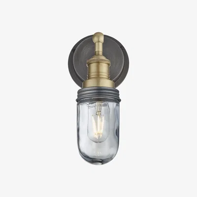 Olivia's Industville Brooklyn Outdoor & Bathroom Wall Light - Pewter / Pewter Ring