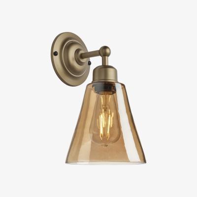 Olivia's Industville Orlando Tinted Glass Flask Amber Wall Light / 6 Inch Brass Holder
