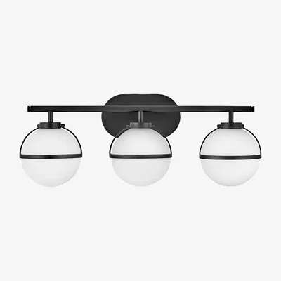 Olivia's Hinkley Hollis 3 Light Wall Light in Black & Opal Glass