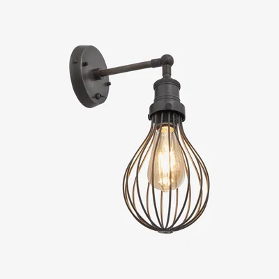 Olivia's Industville Brooklyn Balloon Cage Wall Light - 6 Inch - Pewter / Pewter
