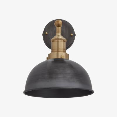 Olivia's Industville Brooklyn Dome Pewter Wall Light / 8 Inch Pewter Holder With Plug
