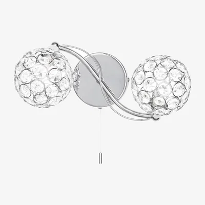 Downtown BHS Orianna 2 Light Wall Light - Chrome/Clear