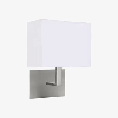 Downtown Searchlight Satin Silver Wall Light With White Rectangular Shade