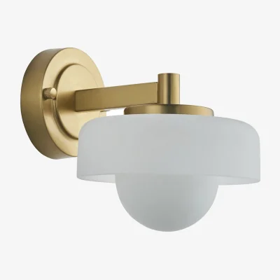 Perch and Parrow Ingrid Wall Light in Brushed Aged Brass With Frosted and Opal Glass
