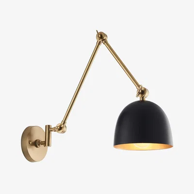 Perch and Parrow Leilani Wall Light in Antique Brass and Matt Black