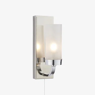 Perch and Parrow Serena Frosted Glass Bathroom Wall Light in Nickel