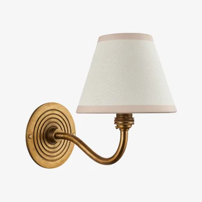 Perch and Parrow Target Wall Light in Antique Brass and 16cm White Shade