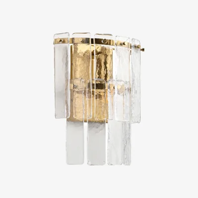 Perch and Parrow Cynthia Wall Light in Brushed Aged Brass and Textured Glass