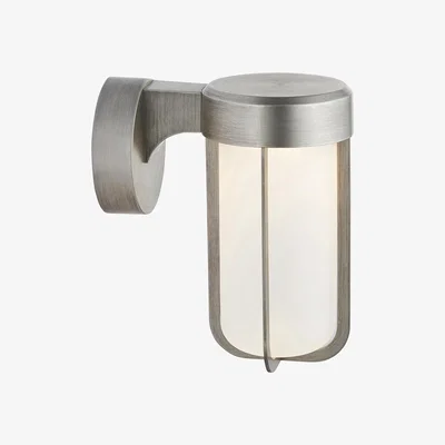 Perch and Parrow Wyatt LED Frosted Glass Wall Light in Brushed Silver