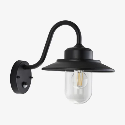 Perch and Parrow Grady Pir Wall Light in Matt Black and Glass