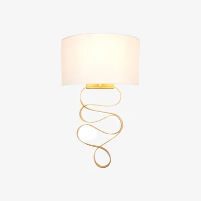 Perch and Parrow Waverly Gold Ribbon Wall Light with Ivory Shade