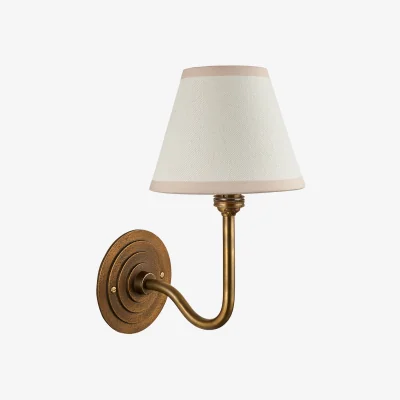 Perch and Parrow Nicolette Wall Light in Antique Brass and 16cm Shade in White