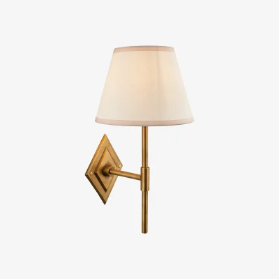 Perch and Parrow Annika Wall Light in Antique Brass and White 20cm Shade