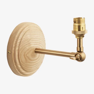 Perch and Parrow Timbal Wing Wall Fitting in Ash Wood and Brushed Aged Brass