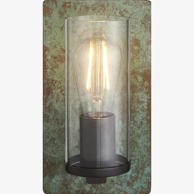 Perch and Parrow Timothy Wall Light in Verdigris Bronze