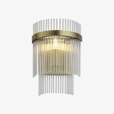 Perch and Parrow Monica Clear Glass Wall Light in Antique Brass