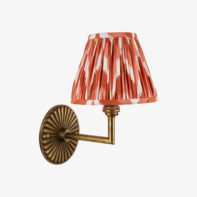 Perch and Parrow Sinclair Wall Light in Antique Brass and Zigzag 16cm Apricot Shade