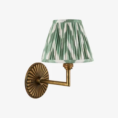 Perch and Parrow Sinclair Wall Light in Antique Brass and Zigzag 16cm Green Shade