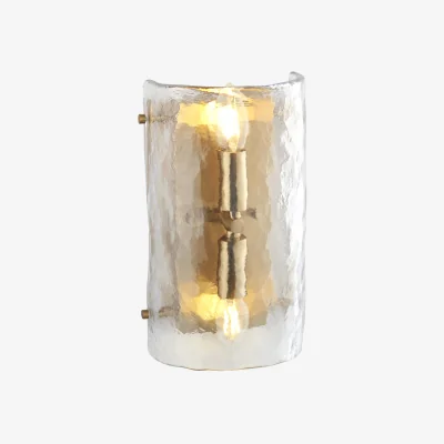 Perch and Parrow Theresa 2Lt Wall Light in Brushed Aged Brass and Textured Glass