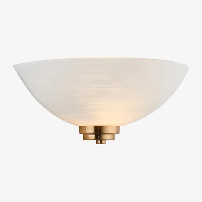Perch and Parrow Posu E27 Wall Light | Brushed Brass | White Glass Shade