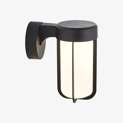 Perch and Parrow Wyatt LED Frosted Glass Wall Light in Matt Black