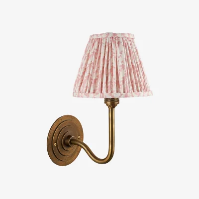 Perch and Parrow Nicolette Wall Light in Antique Brass and Leaf 16cm Shade in Peach