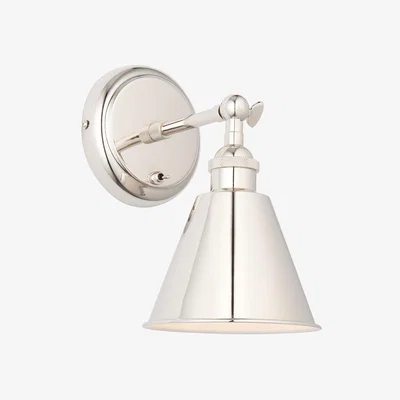 Perch and Parrow Cono Wall Light in Bright Nickel