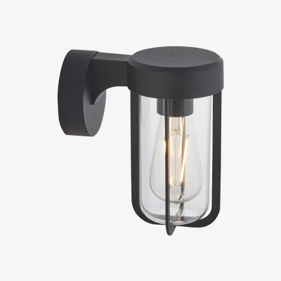 Perch and Parrow Lucius Wall Light in Textured Black and Glass