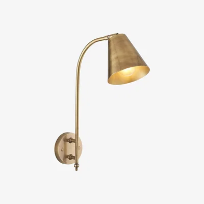 Perch and Parrow Raymond Wall Light in Antique Brass