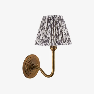 Perch and Parrow Nicolette Wall Light in Antique Brass and Leaf 16cm Shade in Grey