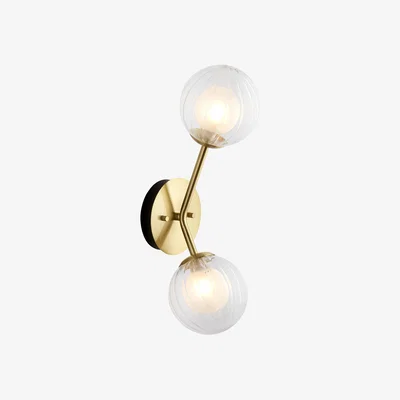 Perch and Parrow Naomi Frosted Glass Wall Light in Satin Brass