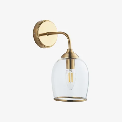 Perch and Parrow Crocus Wall Light in Brushed Aged Brass and Glass