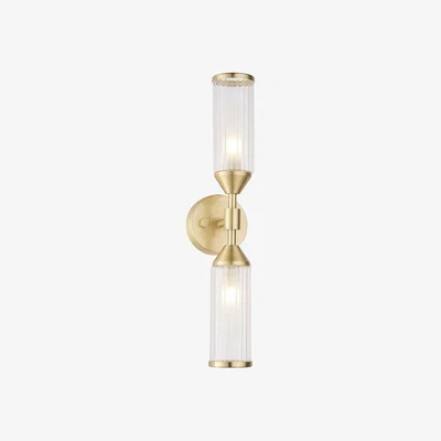 Perch and Parrow Julian Tubular Glass Wall Light in Brushed Brass