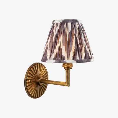 Perch and Parrow Sinclair Wall Light in Antique Brass and Zigzag 16cm Grey Shade