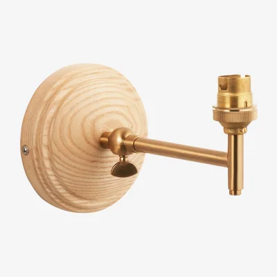 Perch and Parrow Timbal Fold Wall Fitting in Ash Wood and Brushed Aged Brass