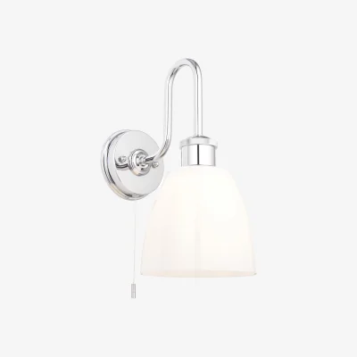 Perch and Parrow Janine Wall Light in Chrome and Gloss Opal Glass