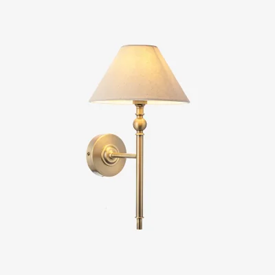 Perch and Parrow Sylvia Wall Light in Antique Brass and Natural Faux Linen
